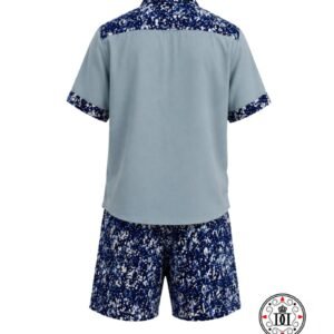 Two Piece Shirt & Shorts (Blue) - Image 3