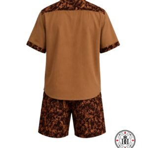 Two Piece Shirt & Shorts (Brown) - Image 3
